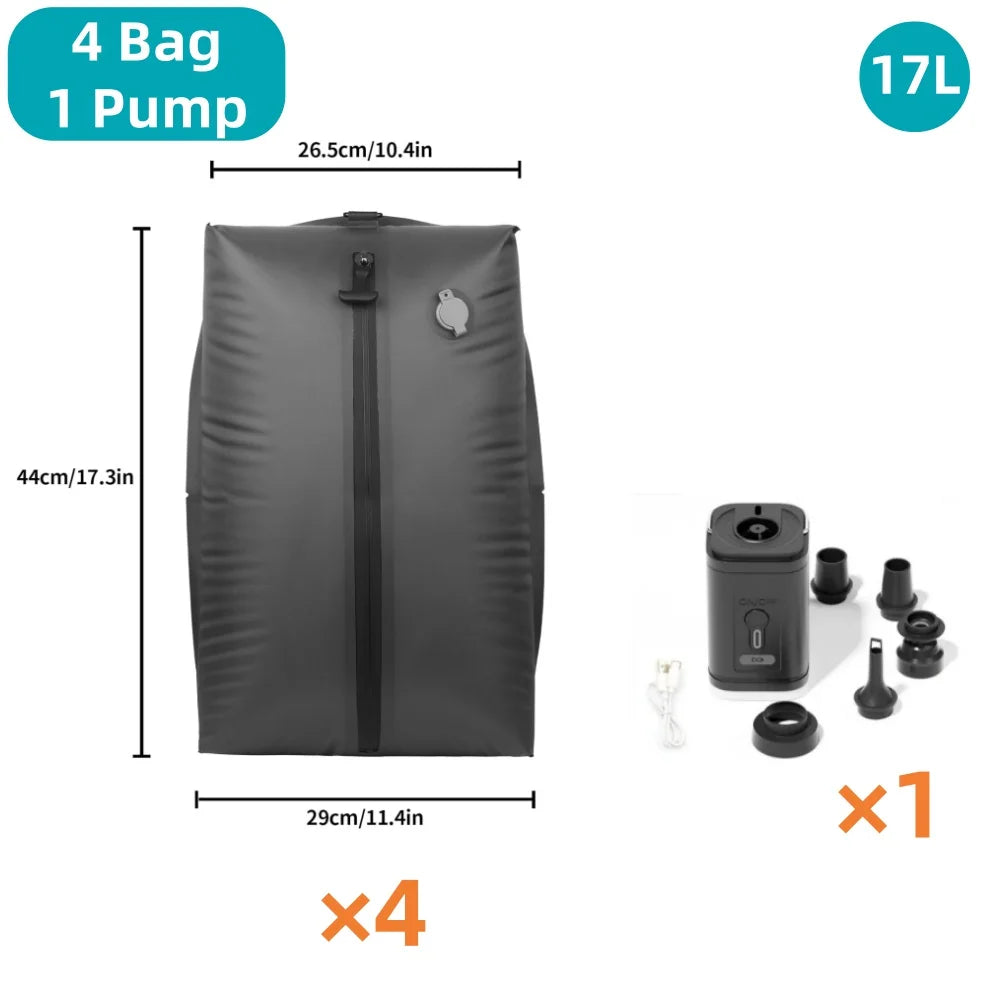 Bolsas de Vacío para Viaje 17L con Bomba de Aire – Compresión para Ropa y Maletas