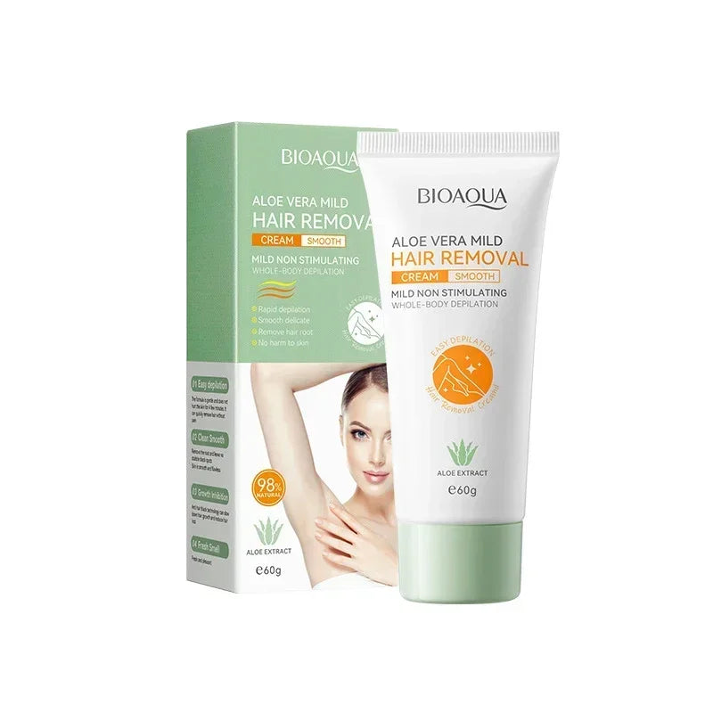 Crema depilatoria sin dolor para zonas sensibles. Elimina el vello rápido y deja la piel suave.