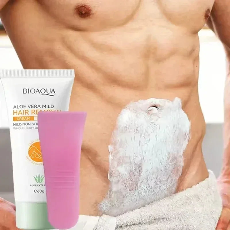 Crema depilatoria sin dolor para zonas sensibles. Elimina el vello rápido y deja la piel suave.