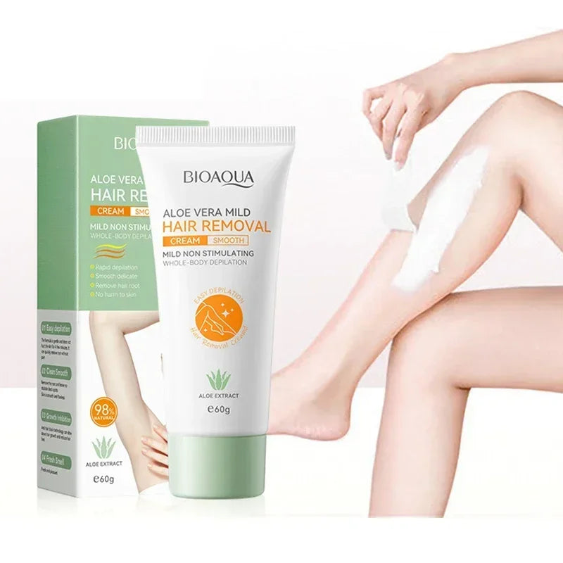 Crema depilatoria sin dolor para zonas sensibles. Elimina el vello rápido y deja la piel suave.